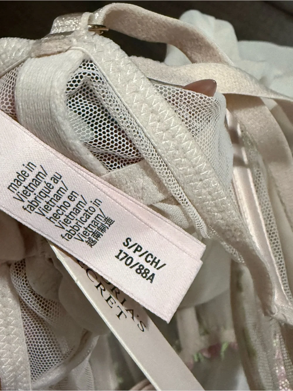 Victoria's Secret White Sheer Chemise with Pink Rose Trim
